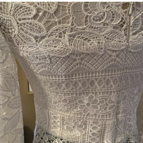 NEW TADASHI SHOJI V Neck Lace Stretch Crepe Gown - Picture 5 of 8